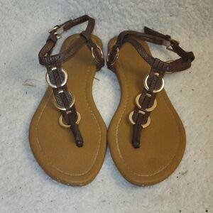 Madeline Stuart Brown Thong Sandals Women's 8.5M Flat Boho Summer Shoes